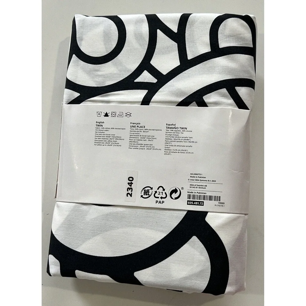 Ikea Sotronn Twin Duvet Cover with Pillowcase white/black/patterned New